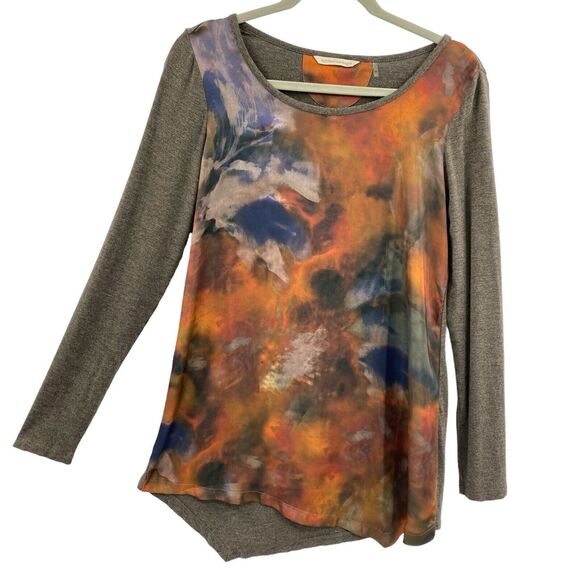 Soft Surroundings Asymmetrical Pullover Tunic Women size XS Brown Watercolor - Picture 1 of 8